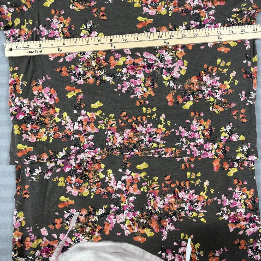 J Jill Dress Womens Large Tall Brown Floral Long Sleeve Drop Waist Stretch Tunic - Picture 7 of 8